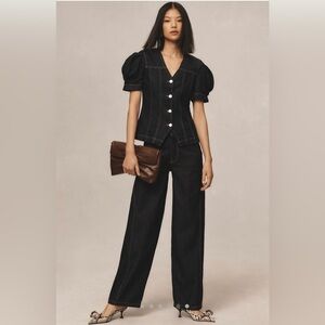 NWT Anthropologie Damson Madder Shell Denim Top in Dark Denim Size 10